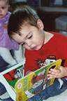 Reading my new Thomas the Tank Engine Book