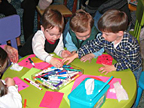Me, Liam and Fin make valentines cards