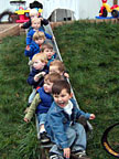 On the slide at Luca's House