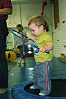 Hula hooping and trampolining at the same time