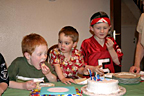 Eating cake with Christopher and Jacob
