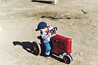 On the little red tractor