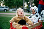 Haidyn and me get a ride in a wagon