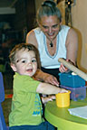 Grandma and me playing with playdough